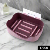 Plastic Soap Dish Holder for Bathroom Shower Wall Mounted Self Adhesive Soap Holder Saver Tray-Plastic Sponge Holder for Kitchen Storage Rack Soap Box, Bathroom ,Sabudani (1 Pc)